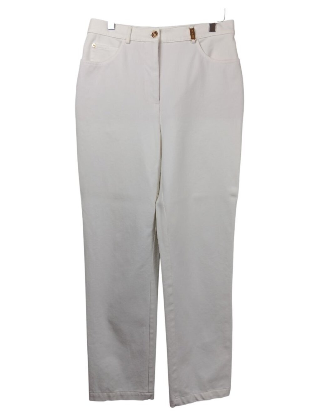 ST. JOHN SPORT Women's Lightweight High-Waisted Straight Leg Pants Cream Size 6
